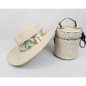 Chapeau Beige avec Bandeau Fleuri