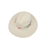 Chapeau Beige avec Bandeau Fleuri