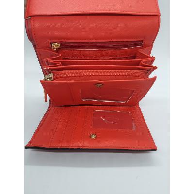 Portefeuille en cuir grainé rouge