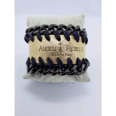 Bracelet Gladiator en cuir doré