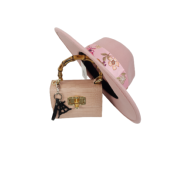 Chapeau Rose avec Bandeau Fleuri