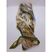 Foulard soie et viscose bord kaki